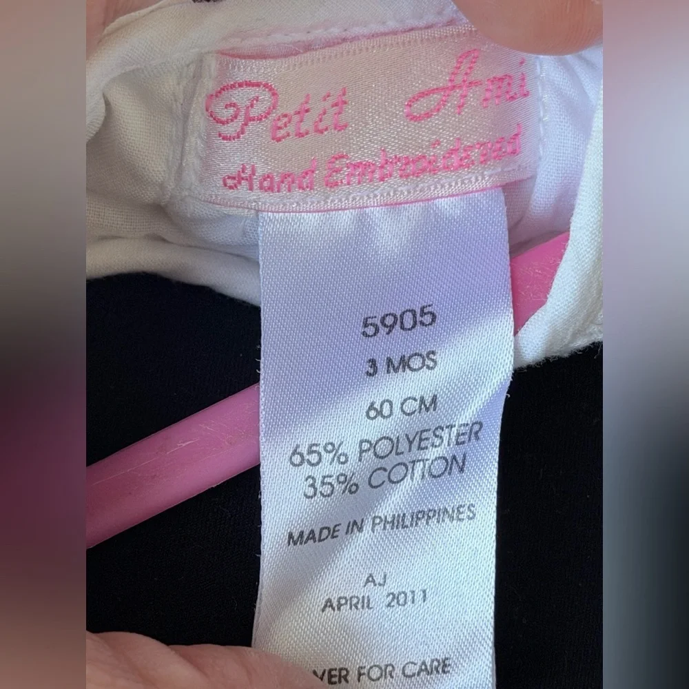 Petit Ami White Hand Embroidered Baby gown with bonnet